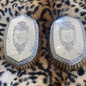 Antique Silver Plated Hair Brushes